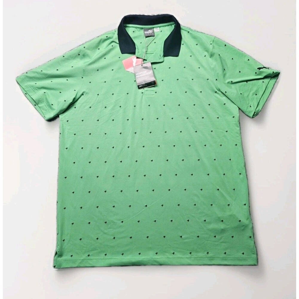 Puma Skerries Print Polo Shirt Men's Size Large Irish Green Golf DryCell NWT